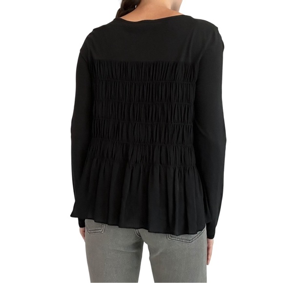 Sundance Long Sleeve Blouse Shirt Black Ruched Ruffle Elegant Goth Size Medium - Picture 2 of 6